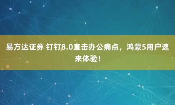 易方达证券 钉钉8.0直击办公痛点，鸿蒙5用户速来体验！